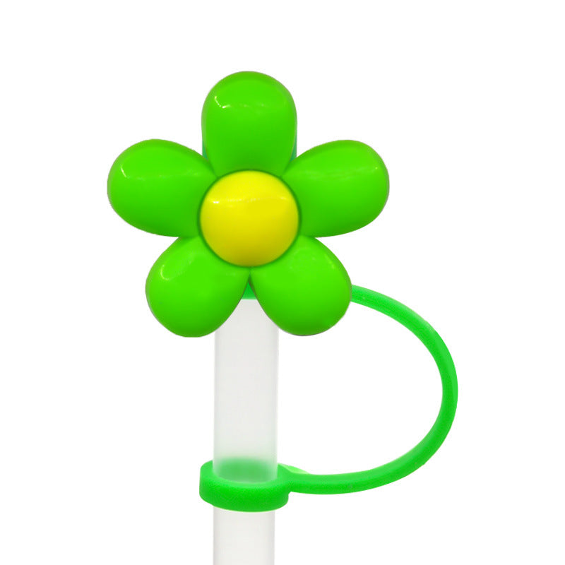 Wholesale 10pcs/pack Straw Cap Flower Fruit Straw Cover Silicone Dust Plug Party Straw